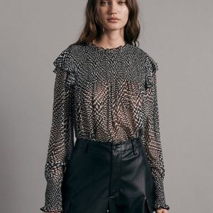 rag & bone Fawn Printed Silk Blouse